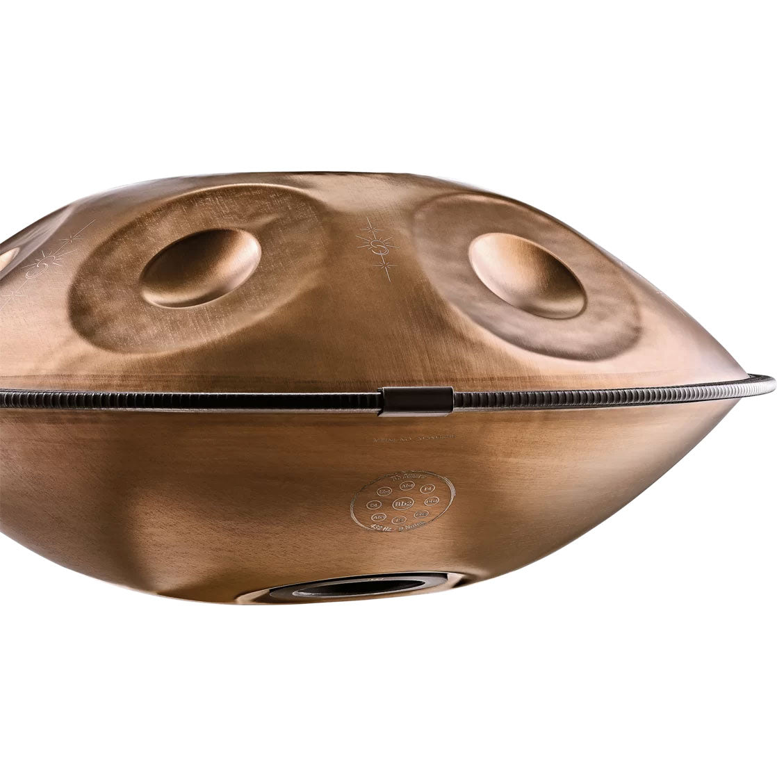 Sensory Handpan Stainless Steel Bb2 Amara 9 Notes 432 Hz Vintage copper Engraved design