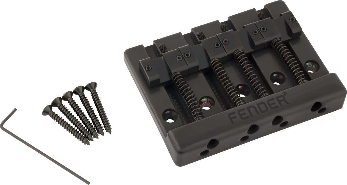 Fender Gruppo ponte per basso a 4 corde HiMass con sellette in ottone Nero