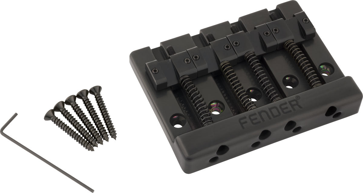 Fender Gruppo ponte per basso a 4 corde HiMass con sellette in ottone Nero