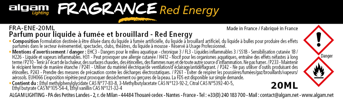 Profumo per Liquido per Fumo e Nebbia Red Energy 20ML