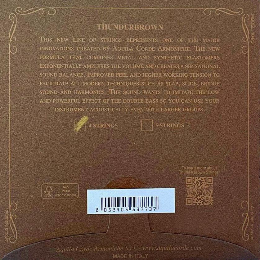 Set di 4 Corde Thunderbrown per Ukulele Basso