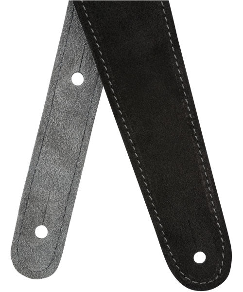 2" Tracolla in camoscio nera/grigia reversibile
