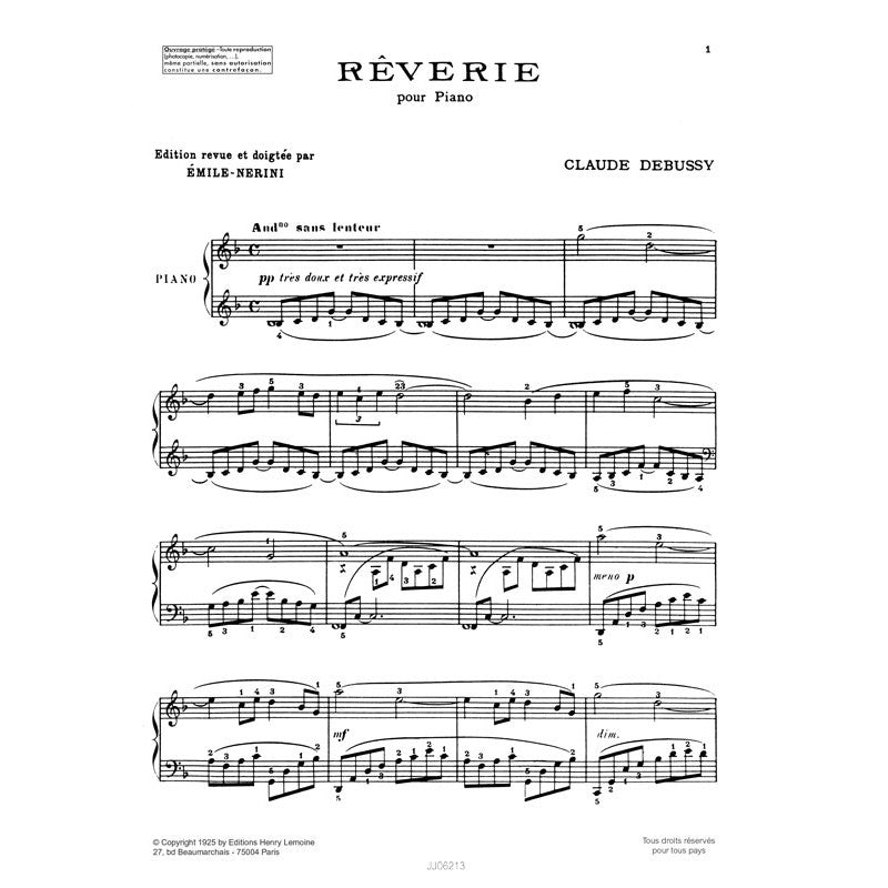 Debussy Claude - Reverie - Piano