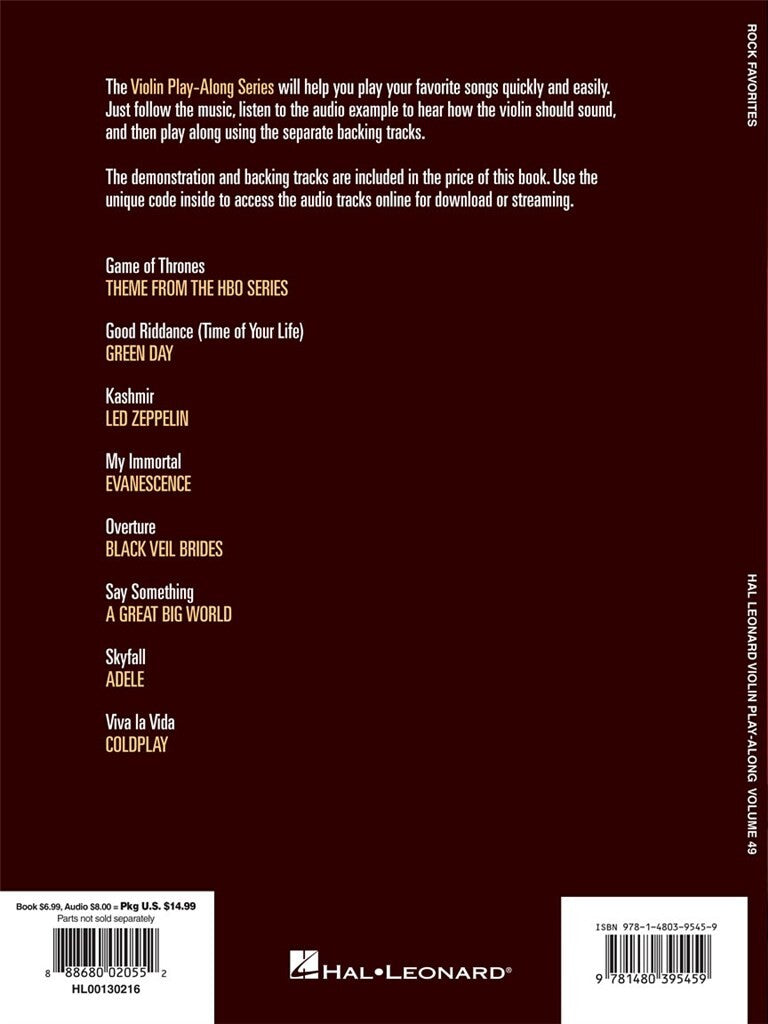 Violin Play Along Volume 49 - Rock Favorites