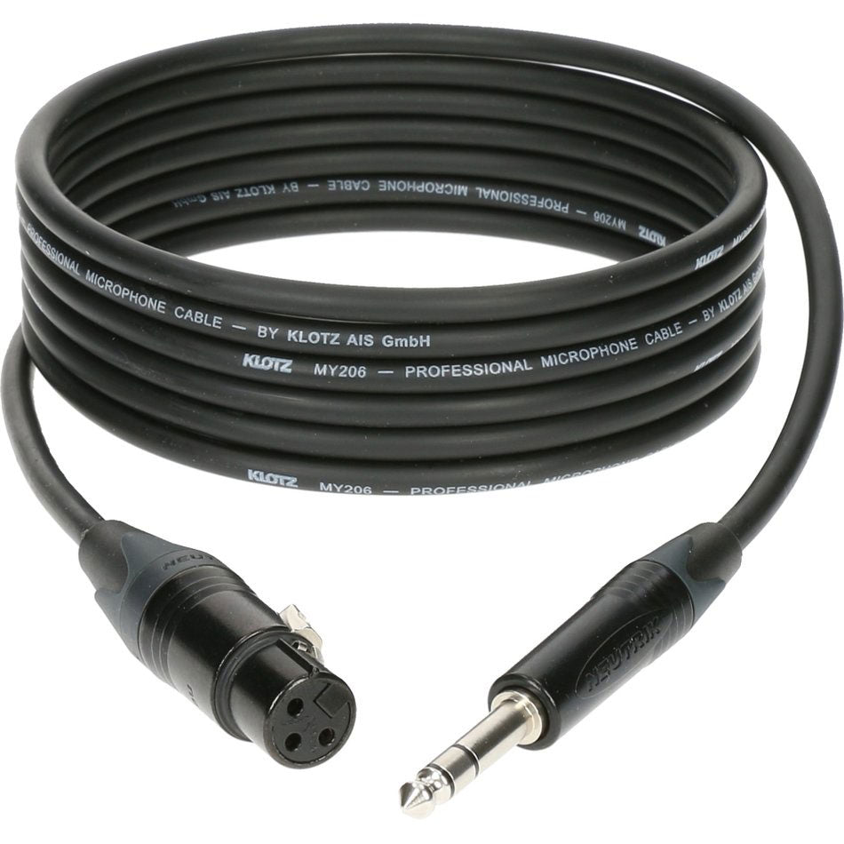 Klotz M1 MIC CABLE BLACK 5M XLR 3 FEMALE - JACK 3P CONNECTOR METAL BLACK