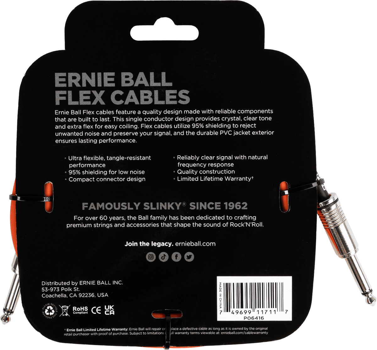 Cavi per Strumento Flex Jack/jack 3M Arancione