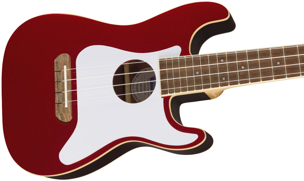 Stratocaster Fullerton Uke WN Rosso mela candita