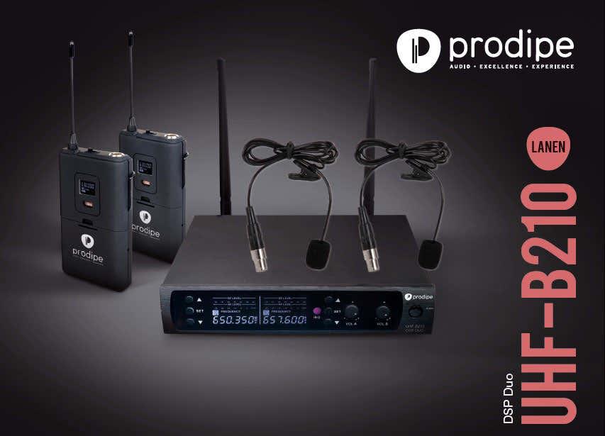 UHF B210 DSP Microfono lavalier Duo