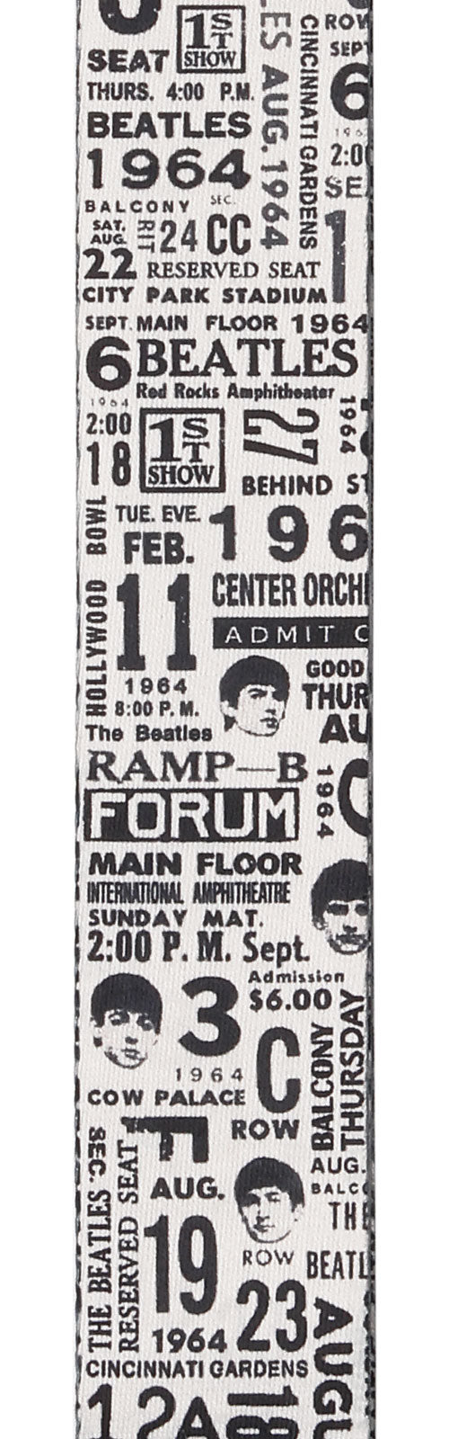 Beatles 1964 US Tour Ticket Stubs Strap Black and White