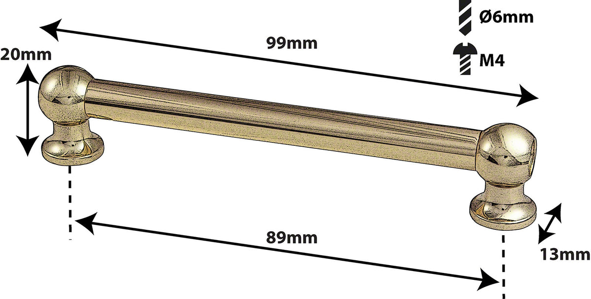 TL12D89-BR Blocchetto Tubo 89mm Dorato Doppio Tirante (X1)