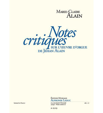 Note critiche sull'opera per organo di Jehan Alain