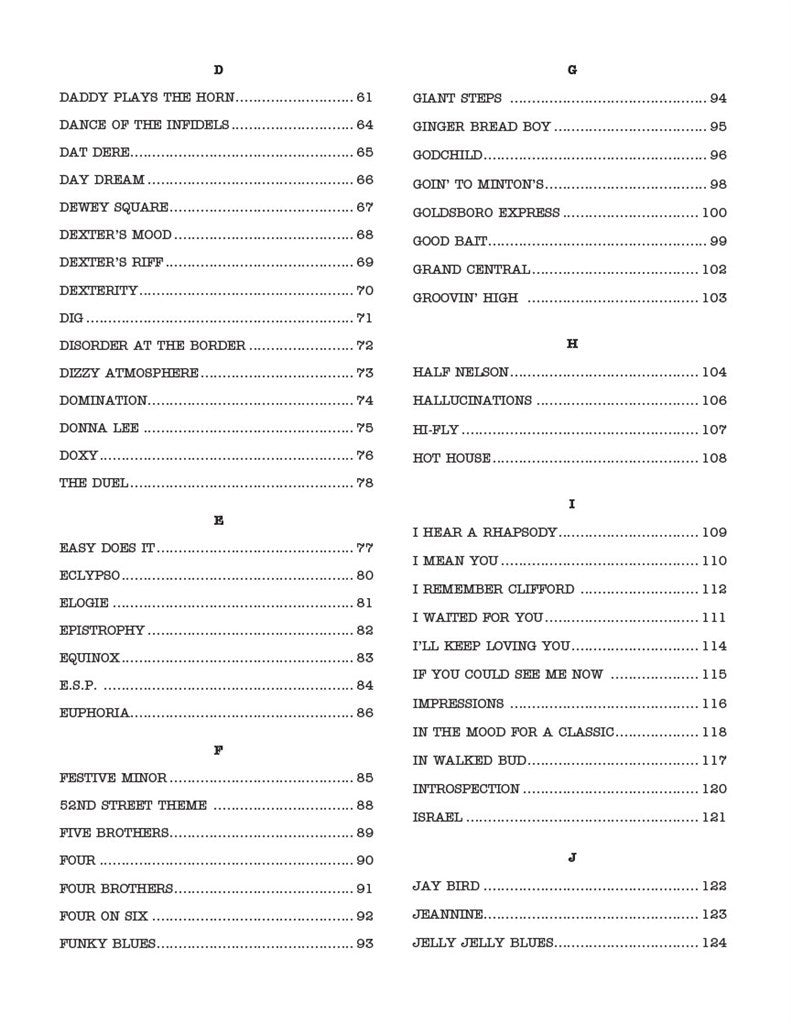 Il vero libro del bebop - Strumenti in Do