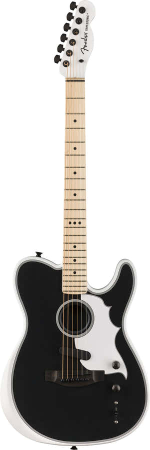 Telecaster Acoustasonic Triplesonic Jack White Satinato Arctic Bianco Con Top Nero Ricondizionato
