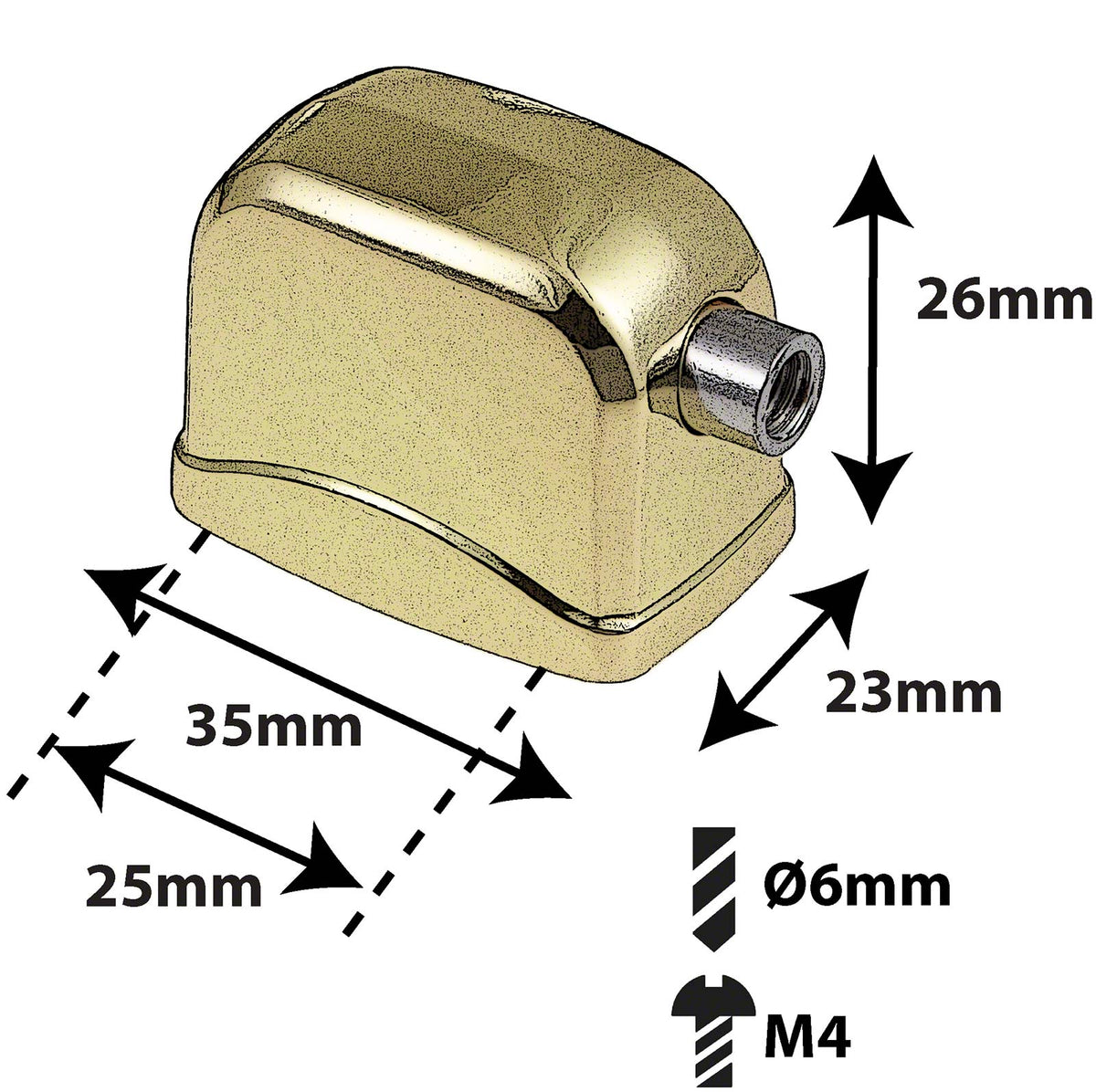 L17BD-BR - Blocchetto per Grancassa - 25mm Dorato (X1)