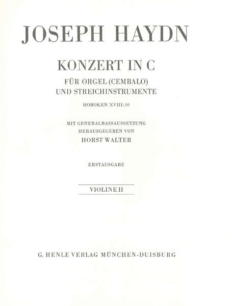 Haydn J. - Concerto For Organ (harpsichord) With String Instruments C Major Hob. Xviii:10