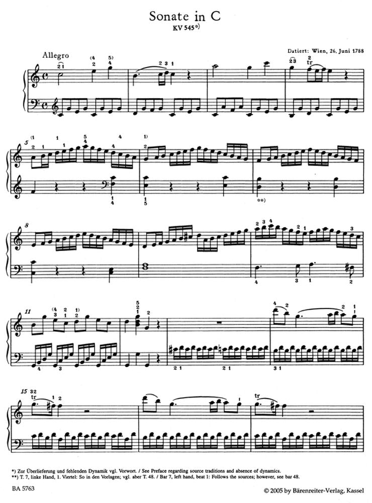 Mozart W.a. - Sonate "facile" KV 545 En Do Majeur - Piano