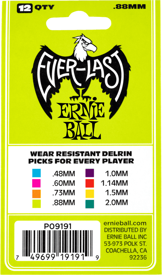 Plettri Everlast Bustina da 12 Verde 0,88mm