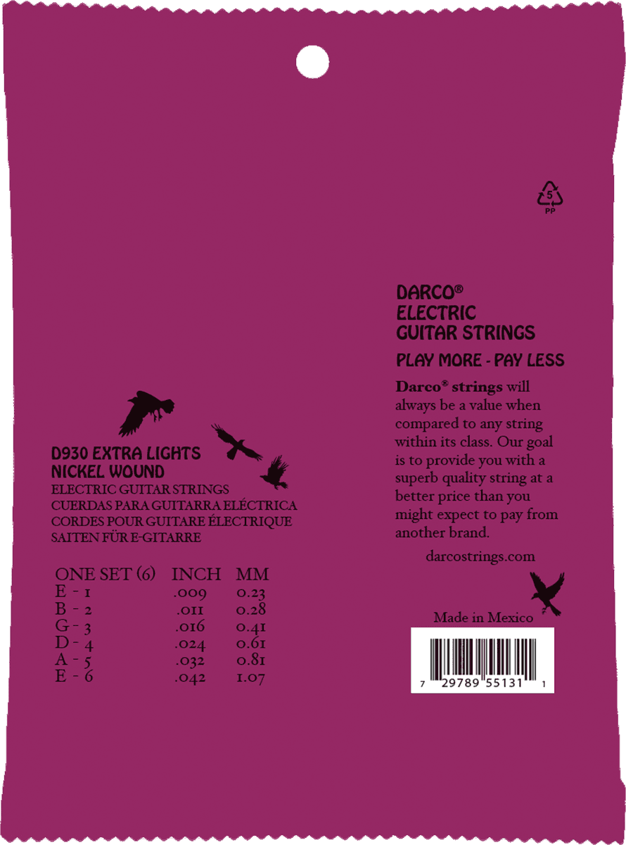 NICKEL WOUND ELECTRIC STRINGS D930 EXTRA LIGHT 9-42 SET