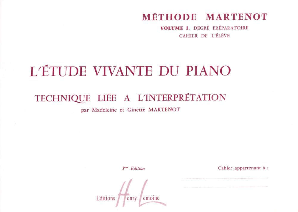 MARTENOT G. / MARTENOT M. - Studio vivente 1 - Preparazione allievo - Pianoforte