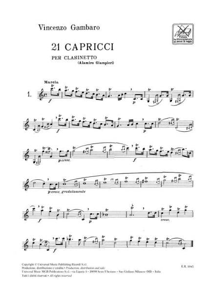 Gambaro V. - 21 Capricci - Clarinette