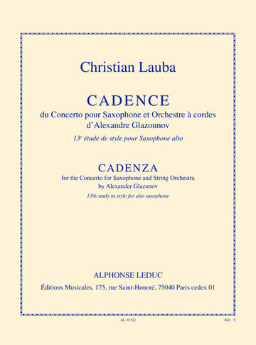 Cadence du concerto pour sax et orchestre a cordes
