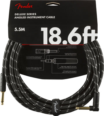 DELUXE INSTRUMENT CABLE STRAIGHT/ANGLE 18.6' BLACK TWEED