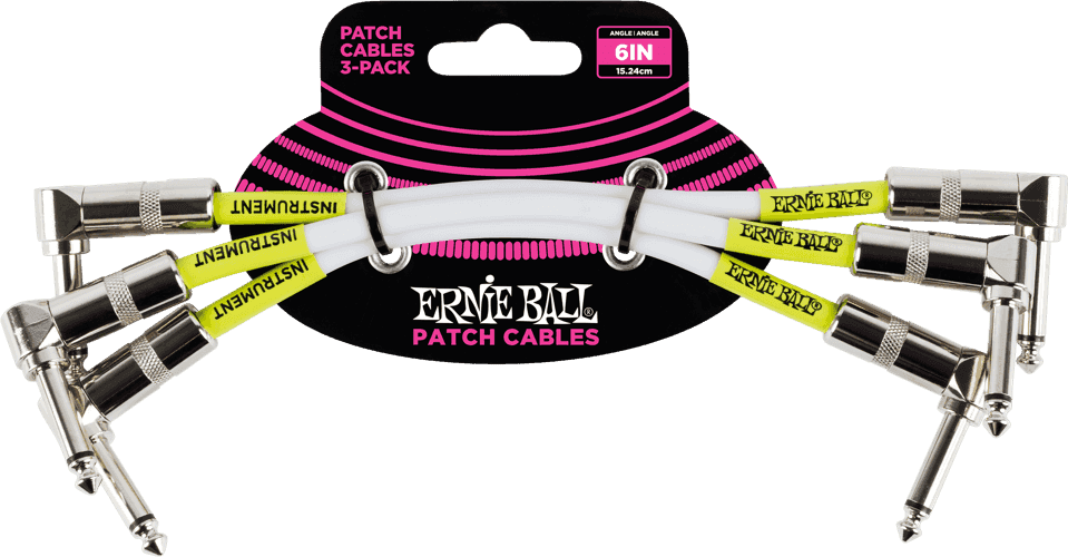 Cavi Strumento Patch Confezione da 3 - Angolato - 15CM Bianco