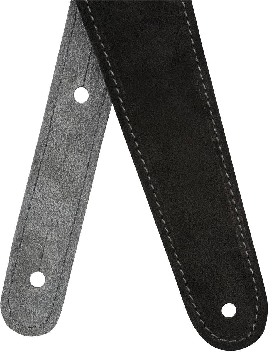 2" Tracolla in camoscio nera/grigia reversibile