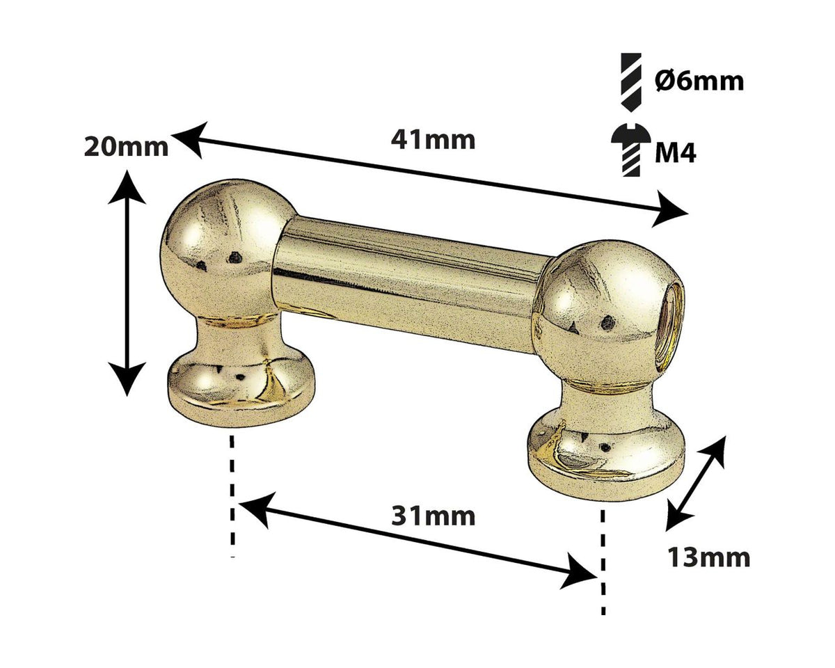 TL12D31-BR Blocchetto Tubo 31mm Dorato Doppio Tirante (X1)