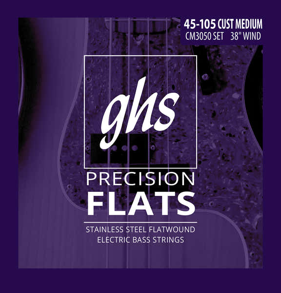 GHS FLAT WOUND STAINLESS STEEL SET CUSTOM MEDIUM 45-60-80-105