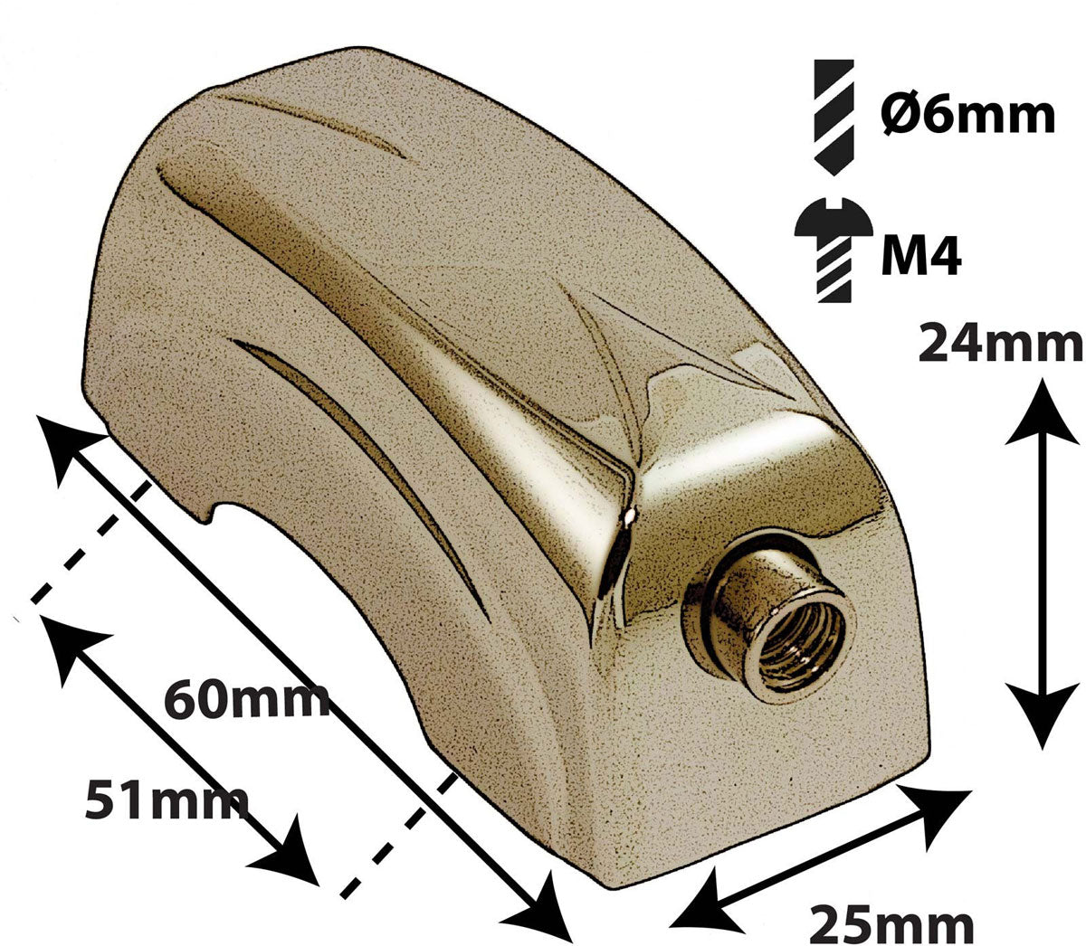 L19SD-BR - Lug Rullante - 51mm Dorato (x1)