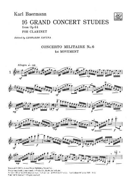 BAERMANN K. - 16 GRANDI STUDI DA CONCERTO - clarinetto