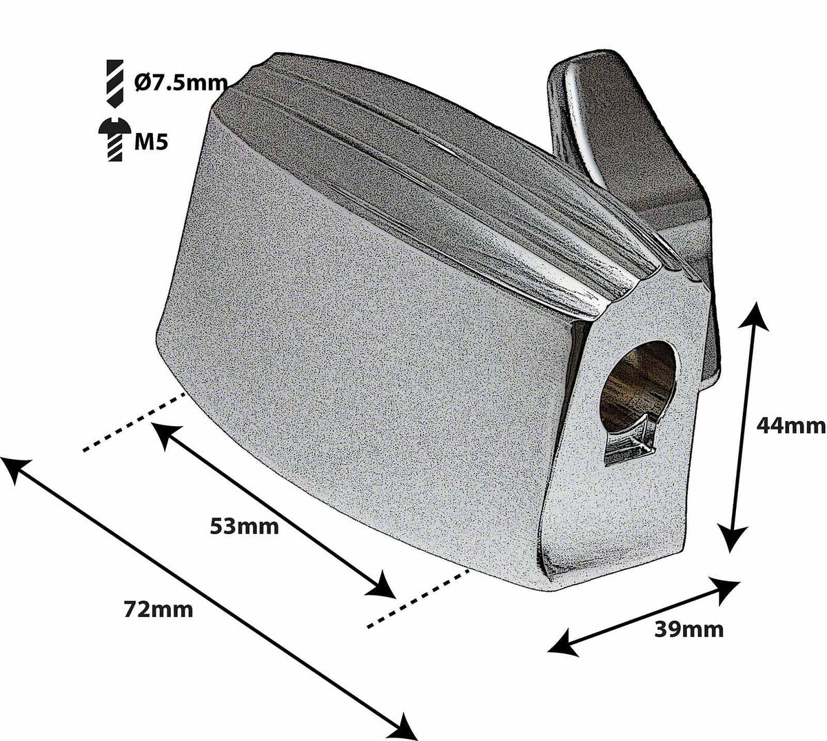 TB7 - FISSAGGIO TOMTOM / TIMBAL BASE 9.5-10.5MM - 53MM (X1)