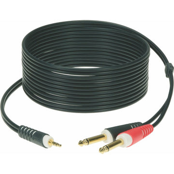 CABLE Y BLACK 6M MINI JACK 3P - 2X JACK 2P GOLD CONTACT