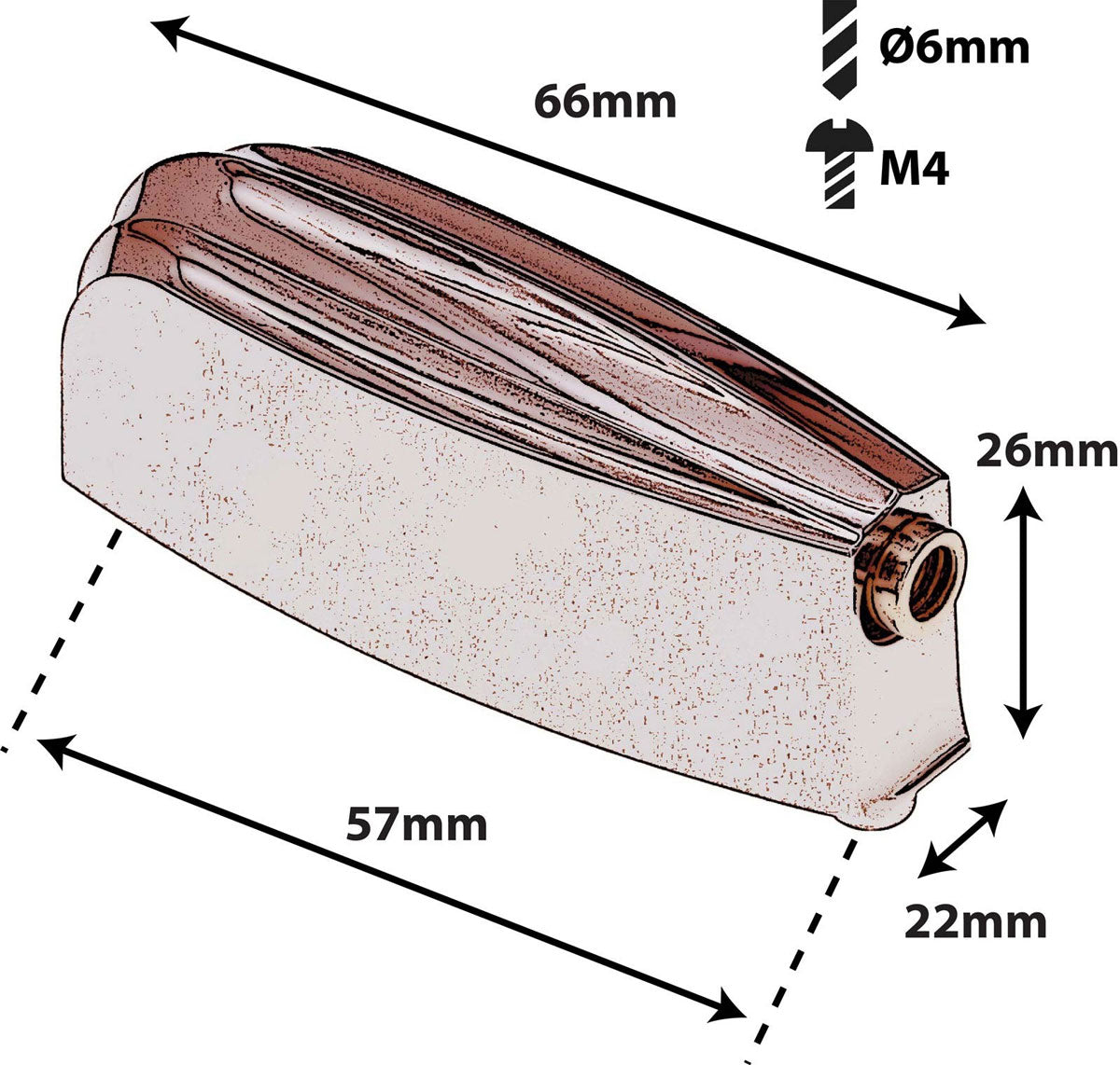 L23Bd-Co Blocchetto Grancassa 57Mm Rame X1