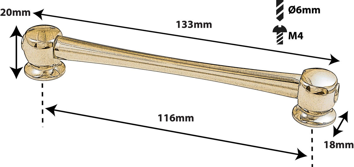 TL11D116-BR Blocchetto Tubo 116mm Dorato Doppio Tirante X1
