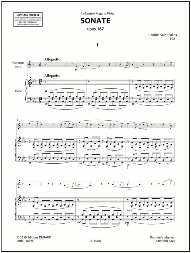 SAINT-saens Camille - Sonate Op.167 - Clarinette & Piano