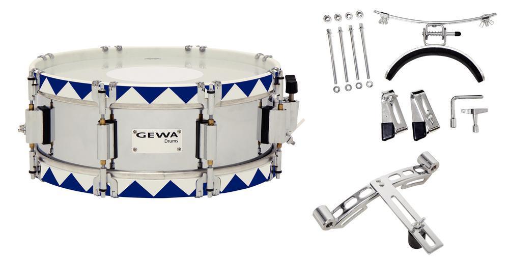 HISTORIC - MARCHING SNARE DRUM - 14" x 5" - BLUE ZIGZAG