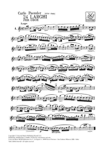 PAESSLER C. - 24 LARGHI - HAUTBOIS