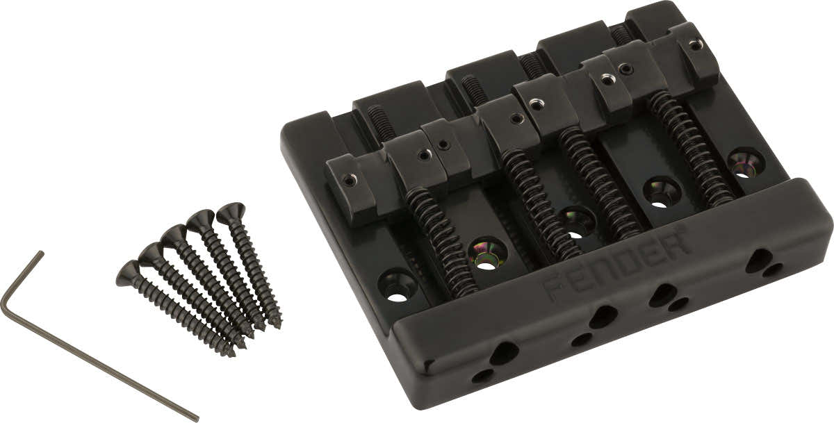Fender Gruppo ponte per basso a 4 corde HiMass con sellette in zinco Nero