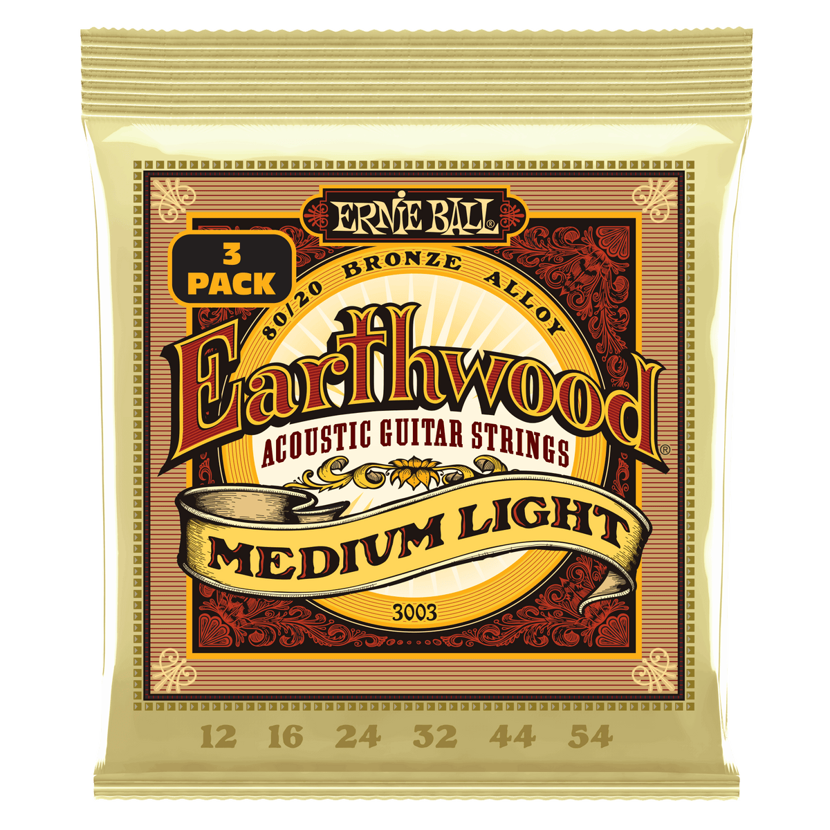 3003 EARTHWOOD 80/20 BRONZE MEDIUM LIGHT 12-54 PACK DE 3