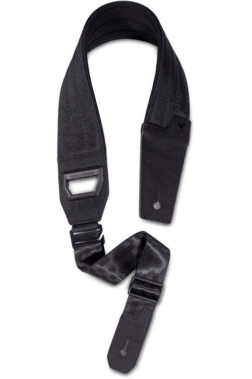 Fabrk - Tracolla in tessuto con retro in neoprene e pelle vegana extra lunga - Nero