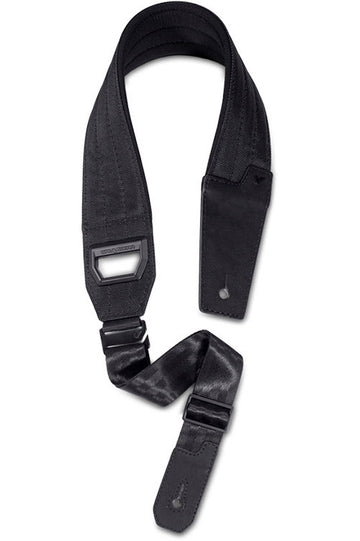Fabrk - Tracolla in tessuto con retro in neoprene e pelle vegana extra lunga - Nero