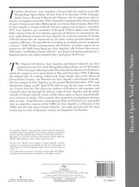 PUCCINI G. - TRITTICO - BROCHURE - CHANT ET PIANO