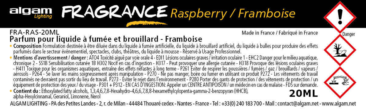 Profumo per Liquido per Fumo e Nebbia Lampone 20ML