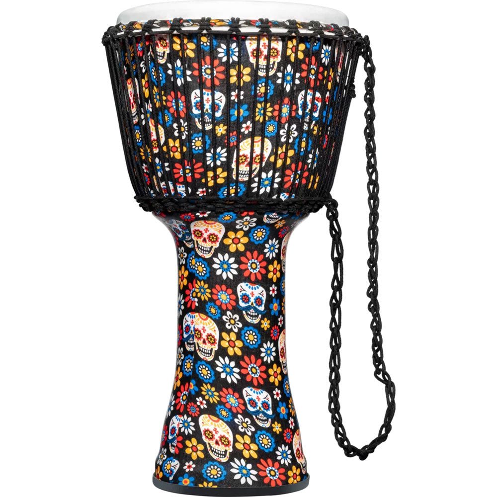 PERCUSSION 12" ROPE TUNED TRAVEL SERIES DJEMBE SYNTHETIC HEAD (PATENTED) DAY OF THE DEAD