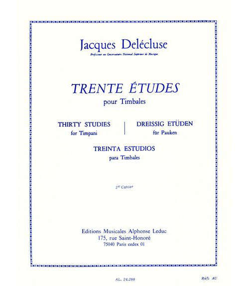 Delecluse Jacques - Trente Etudes Pour Timbales Cahier 2