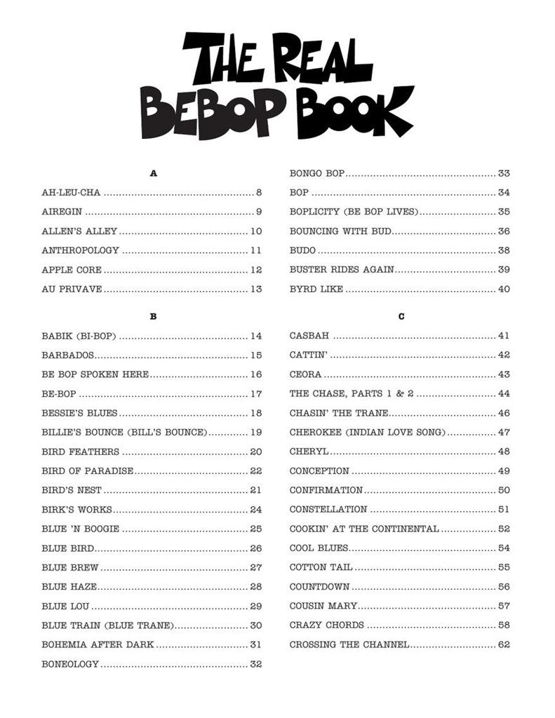 Il vero libro del bebop - Strumenti in Sib