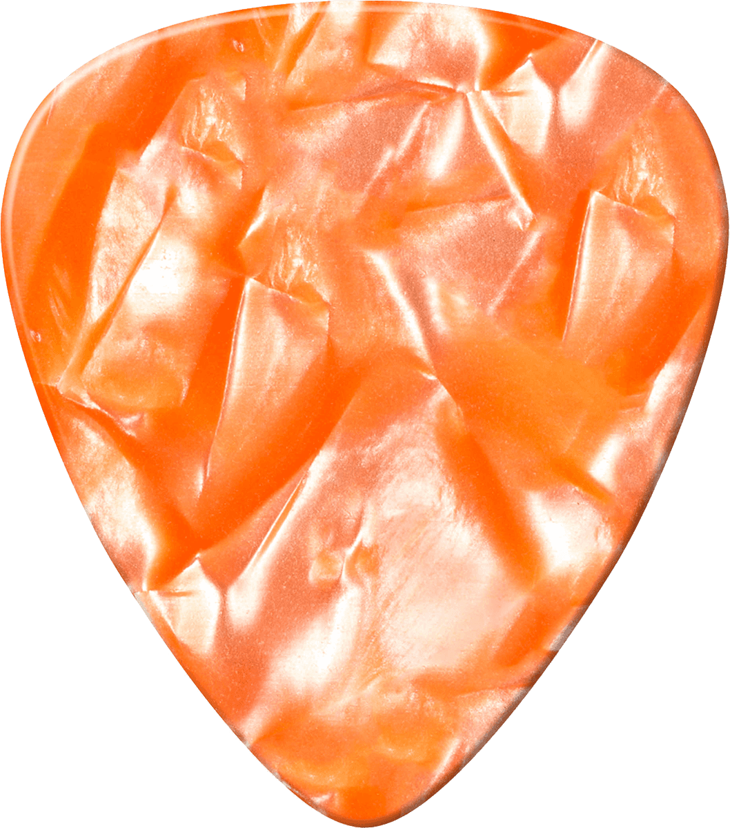 12 x plettri medi in celluloide genuino arancione perlato