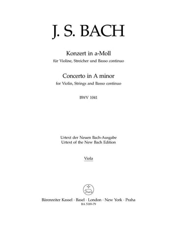 BACH J.S. CONCERTO EN LA MINEUR BWV 1041 POUR VN, CORDES ET BC